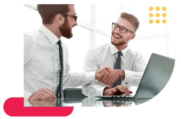 two men shaking hands and are happy because they are getting free automation of one document from Quickest Docs two men shaking hands and are happy because they are getting free automation of one document from Quickest Docs